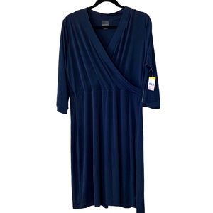 NWT!!! Covington Faux Wrap Dress Women’s Size XLP Petite Blue